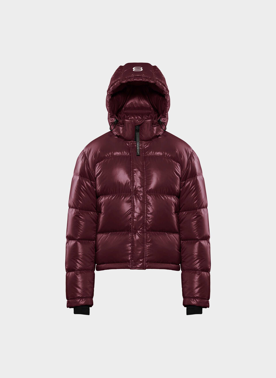 the super puff shorty - hochglänzendes pflaumen-burgund