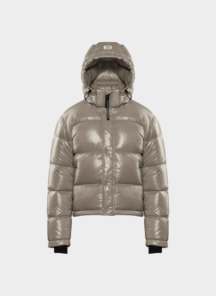 the super puff shorty - hochglänzendes modernes taupe