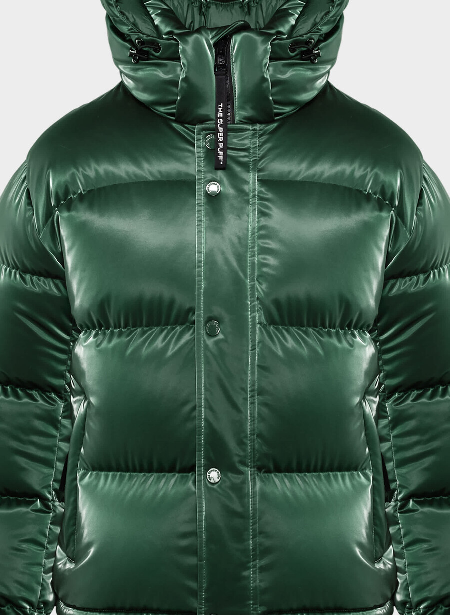the super puff shorty - liquid shine campus green