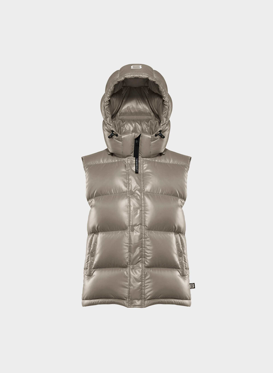 die super puff weste – hochglänzendes modernes taupe
