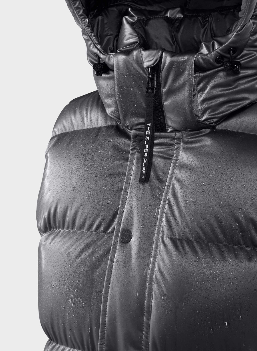 die super puff weste – liquid shine kohlegrau