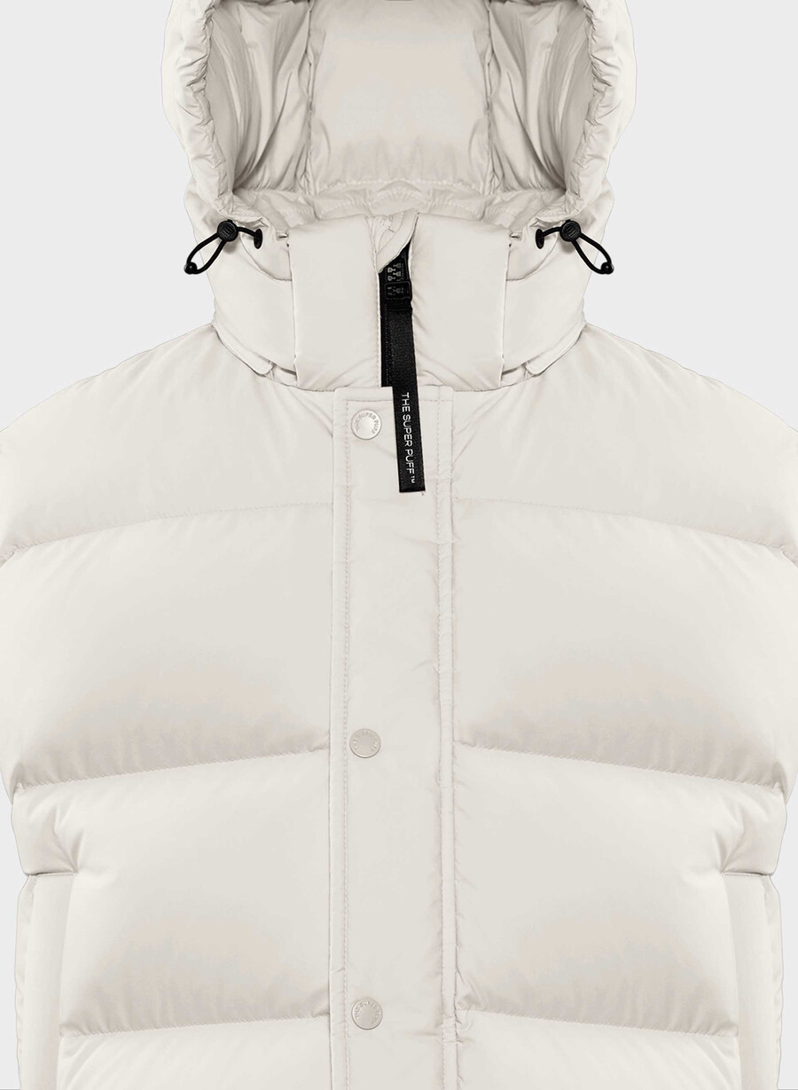the super puff shorty vest - climatte matte pearl