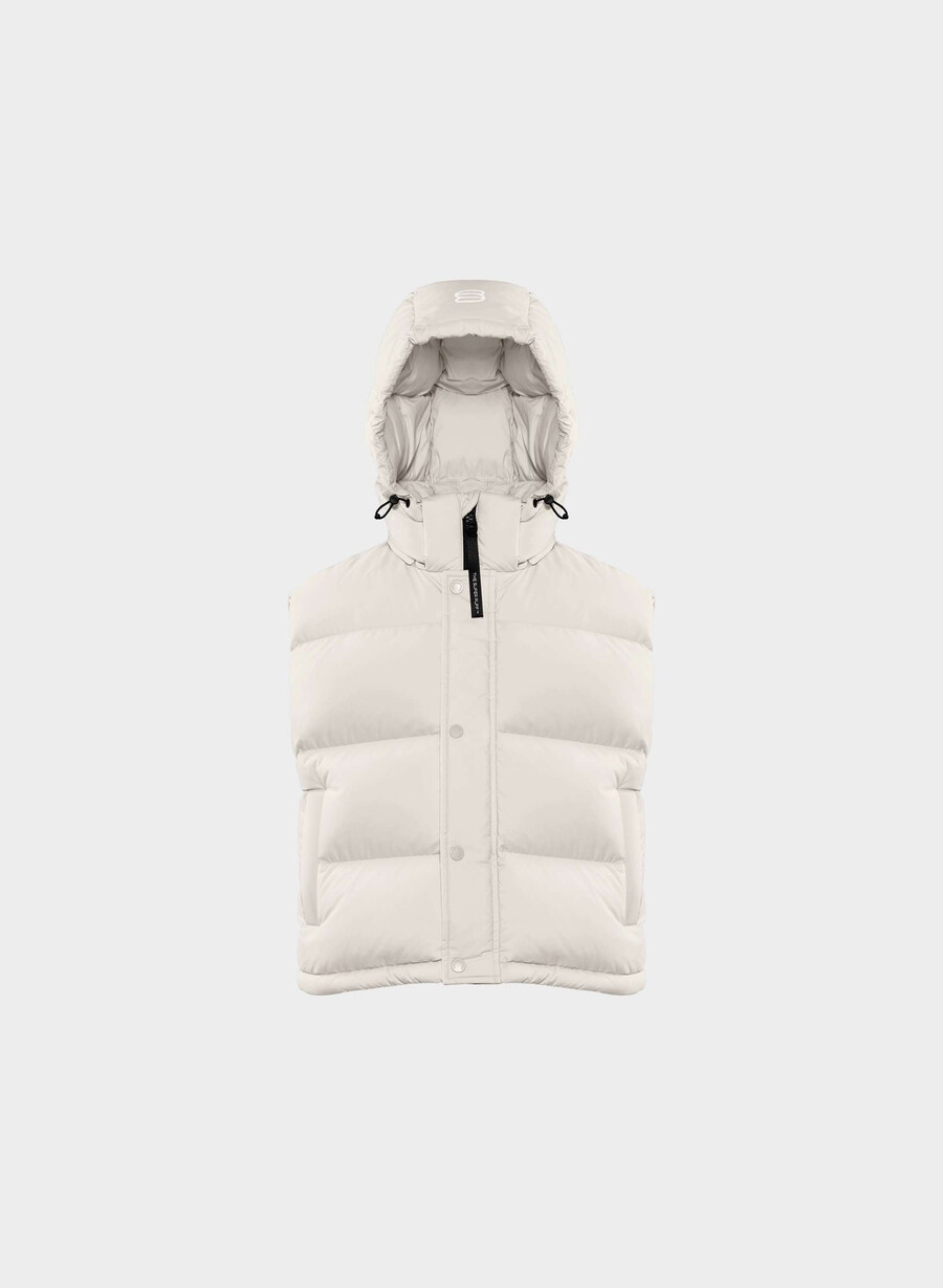 the super puff shorty vest - climatte matte pearl