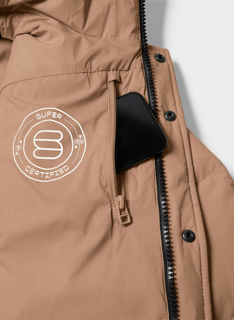 die super puff shorty weste - climatte schokoladenmousse