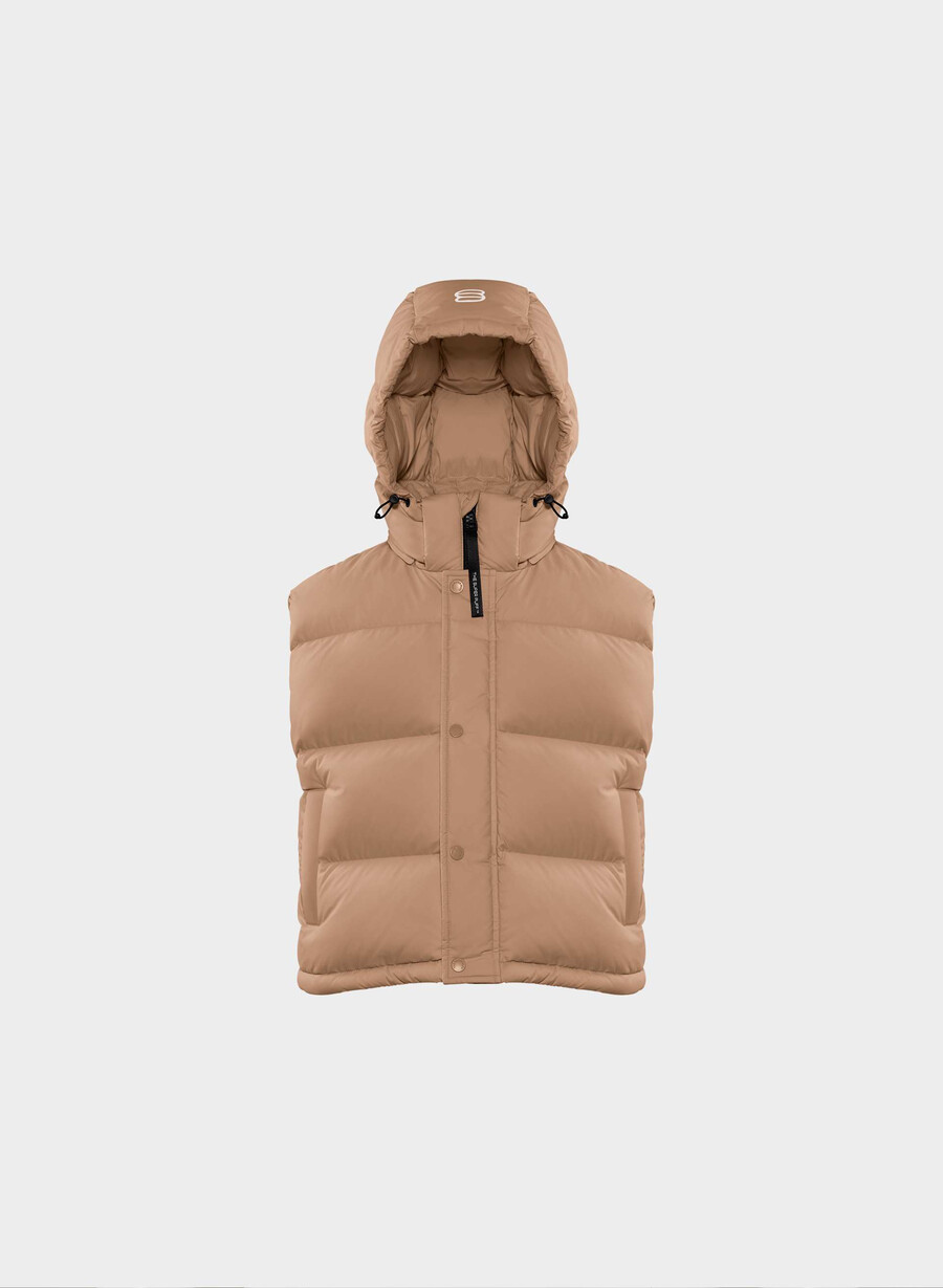 die super puff shorty weste - climatte schokoladenmousse