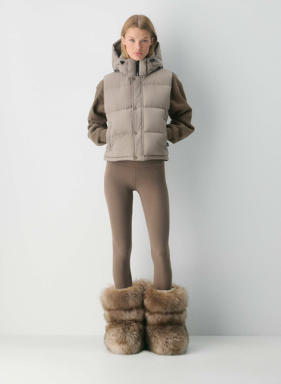 the super puff shorty vest - climatte modern taupe