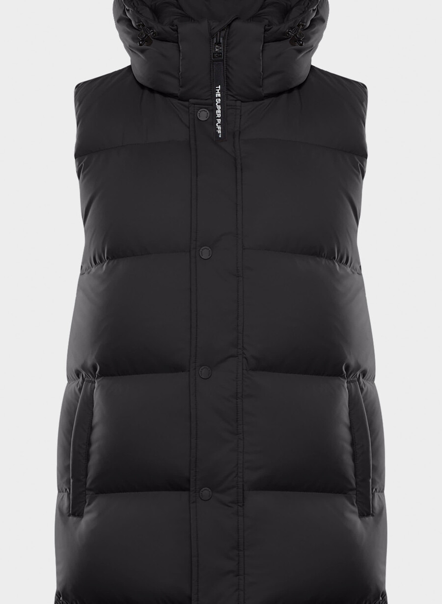 the super puff long vest - climatte black