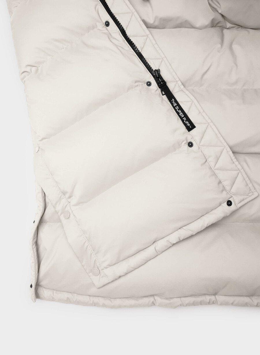 the super puff long vest - climatte matte pearl