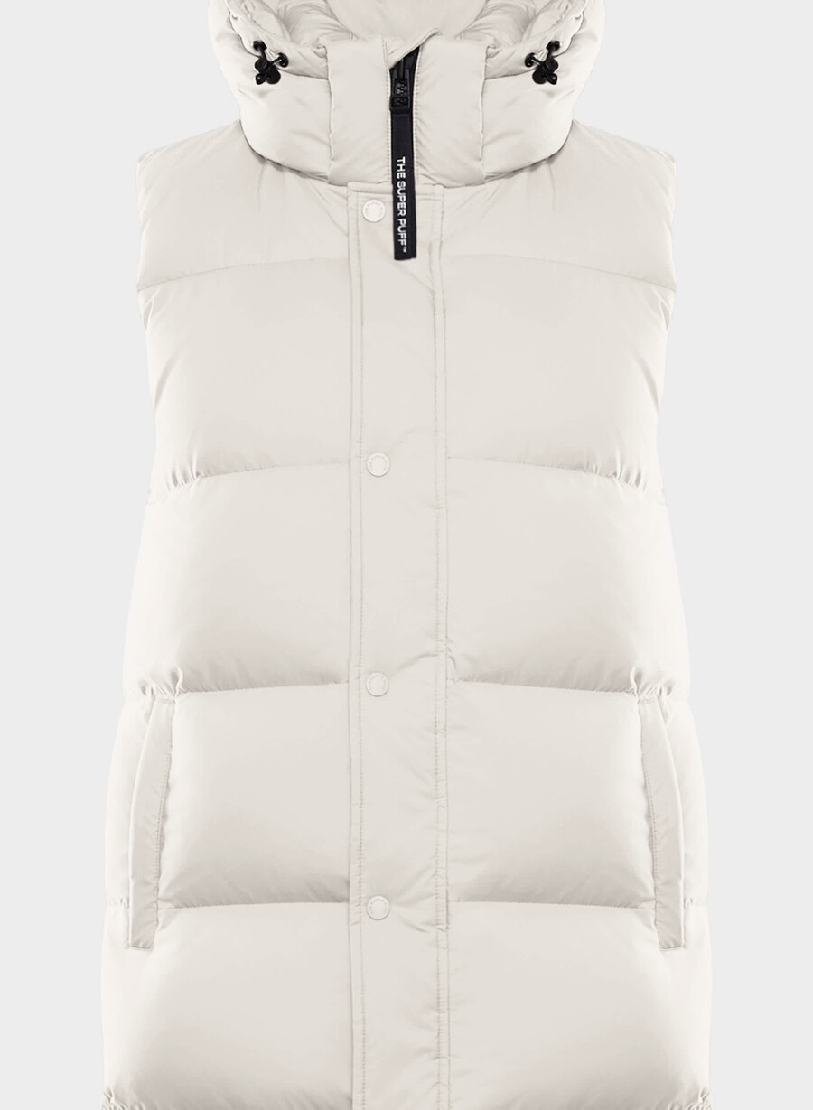 the super puff long vest - climatte matte pearl