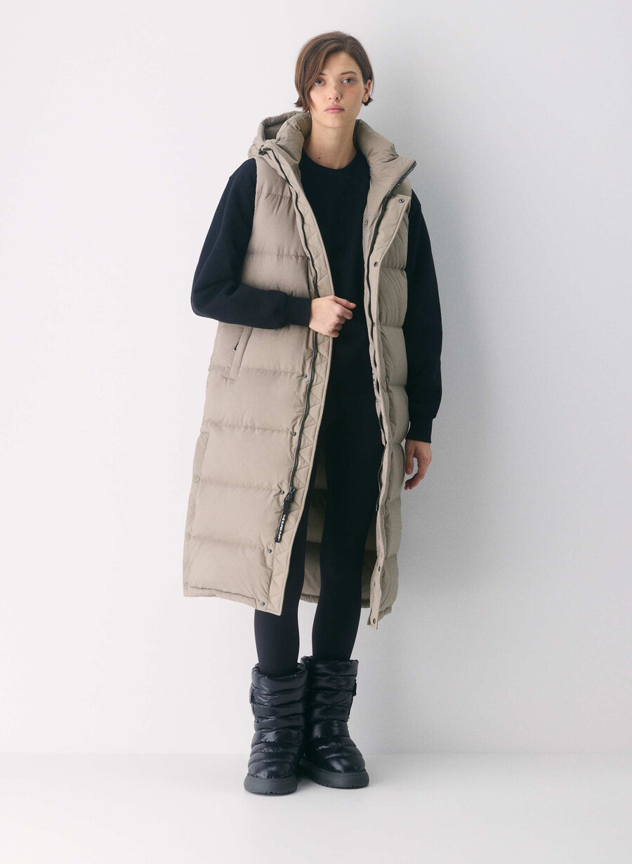 the super puff long vest - climatte modern taupe