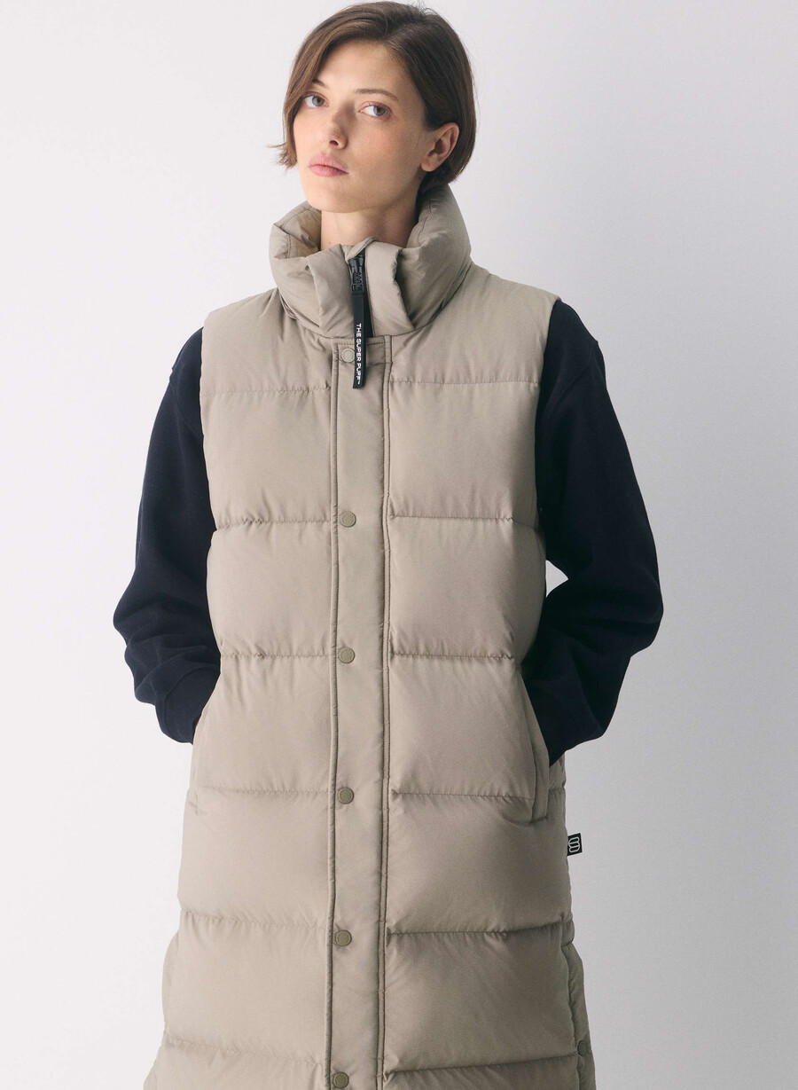 the super puff long vest - climatte modern taupe