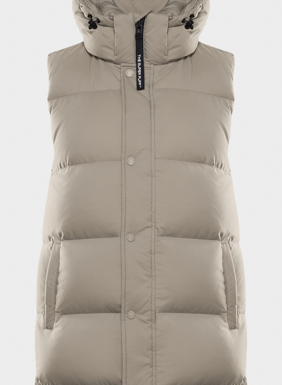 the super puff long vest - climatte modern taupe
