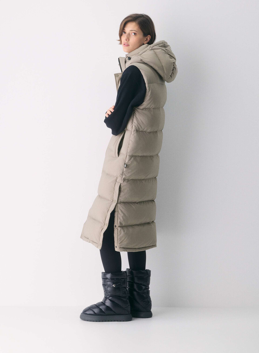 the super puff long vest - climatte modern taupe
