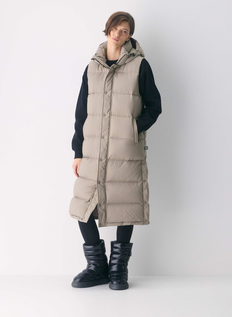 the super puff long vest - climatte modern taupe